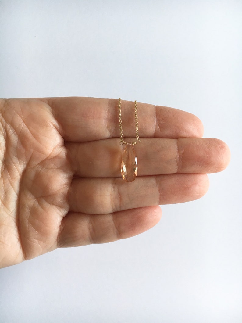 Gold Necklace Dainty Chain, Gold Pendant Necklace for Women, Crystal Teardrop Necklace Gifts for Wife, Minimalist Jewelry Necklace Gold image 5