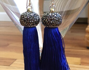 Royal Blue Tassel Earring - Blue Tassel - Tassel Earring