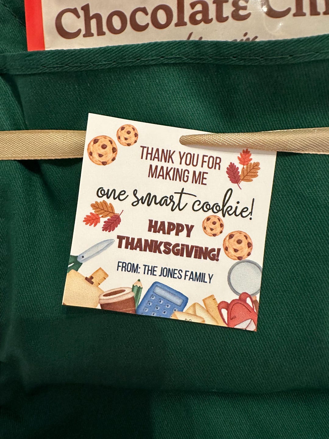 One Smart Cookie Thank You Tag for Teacher Gift - Thanksgiving - Etsy