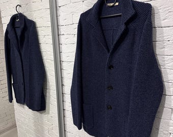 Cardigan Brera di Maurizio Baldassari, 100% lana vergine, taglia 54, maglia pesante, lusso, Made in Italy