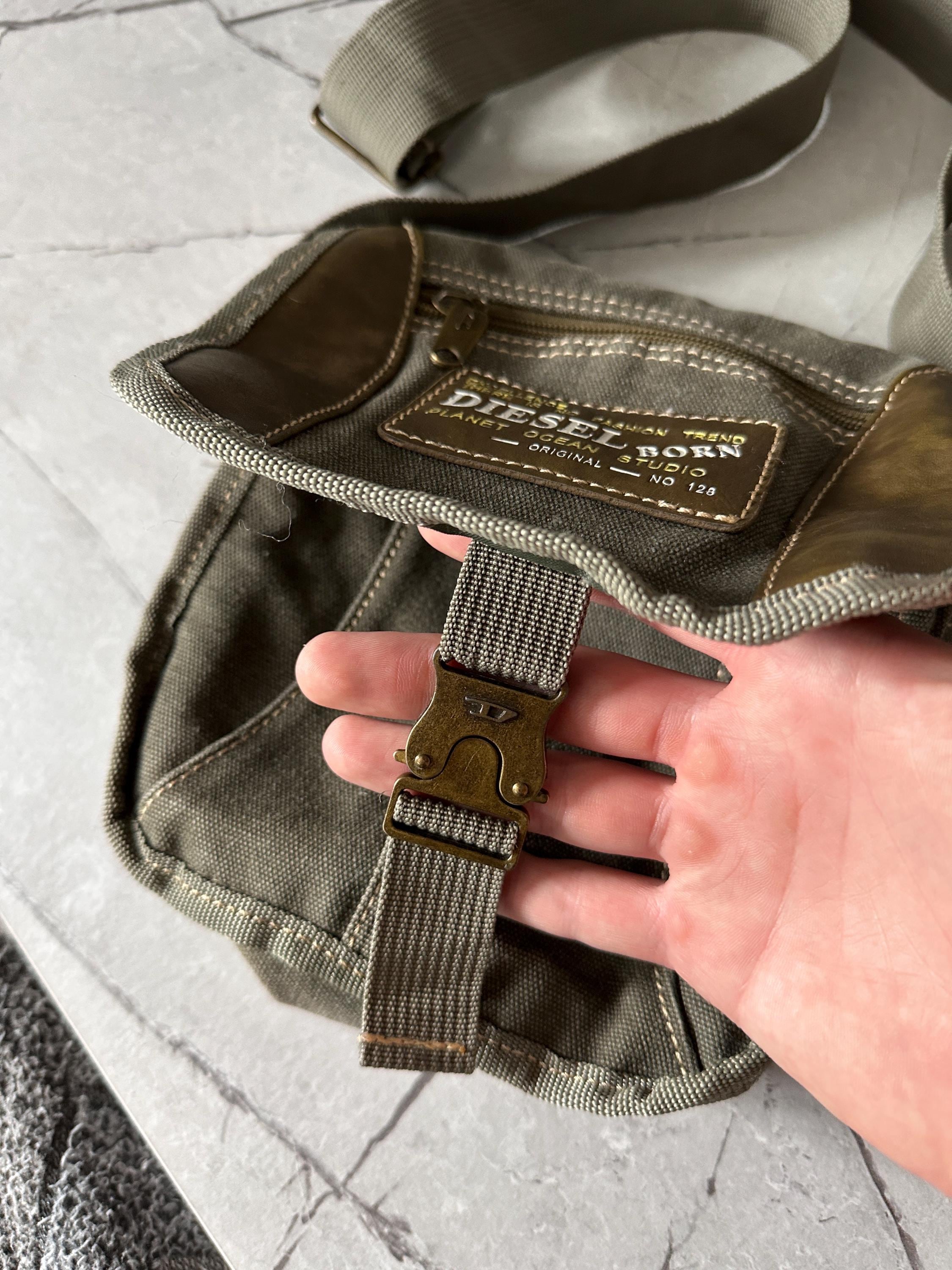 Vintage Diesel Born Y2K Messenger Bag - Olive Green - Adjustable