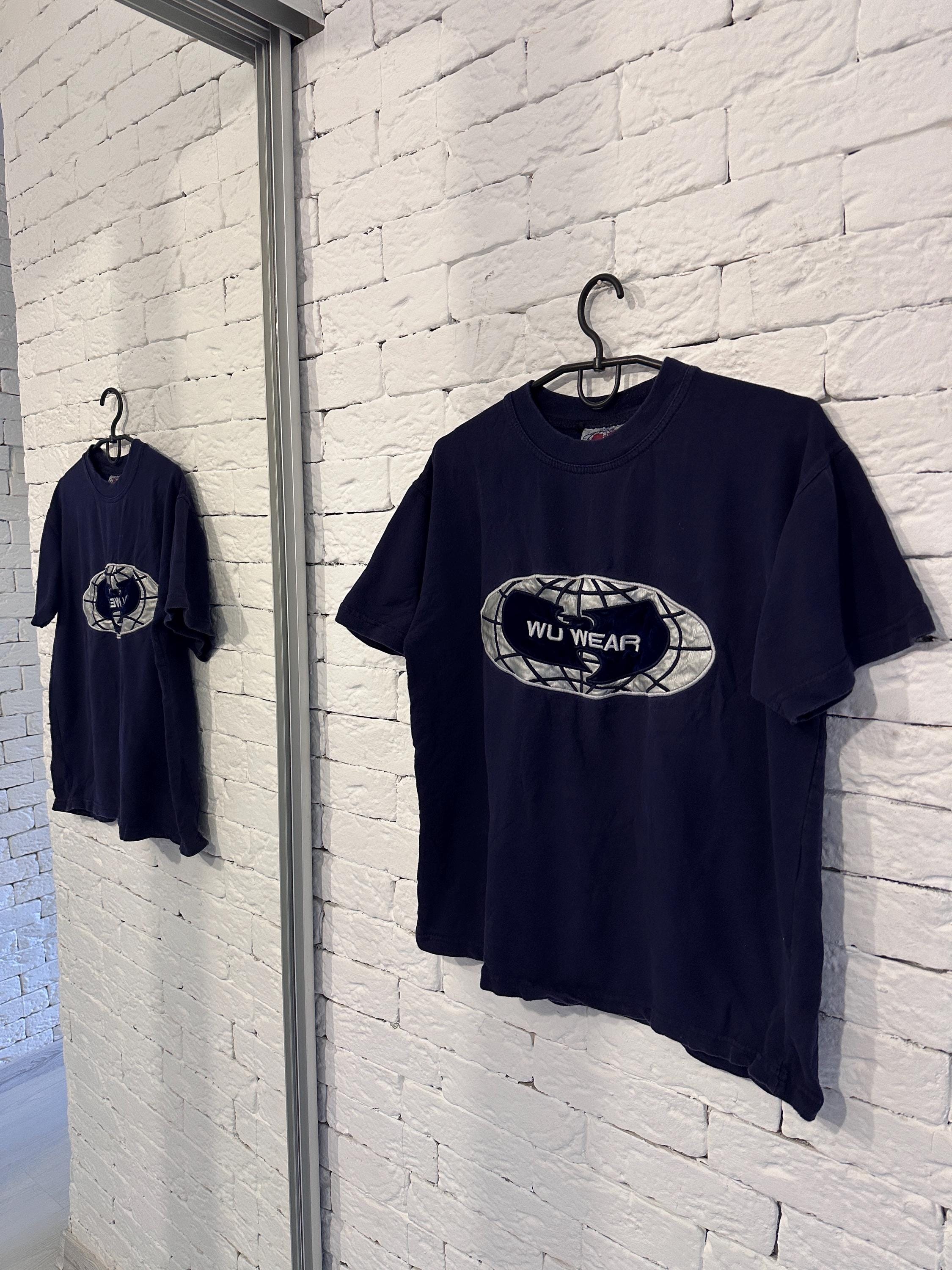 Vintage 90s' Wu-tang Clan Wu Wear Logo T-shirt Size S Navy Blue