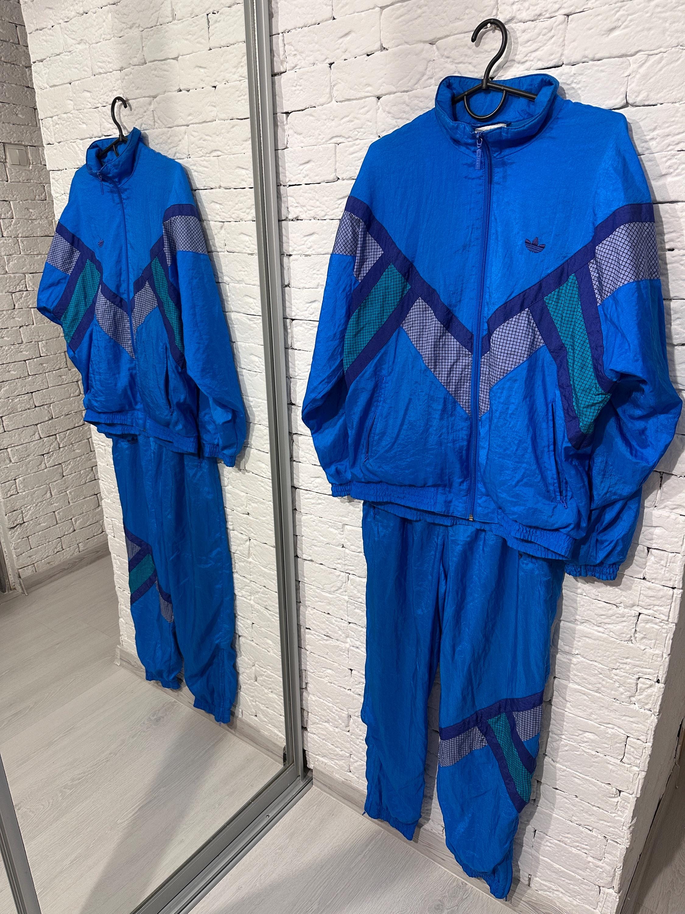 Rare Vintage 90s Adidas Tracksuit Blue Trefoil Logo Size S (GB 36/38 ...
