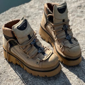 Vintage Gordon Jack Platform Chunky 43 U.S. 10.5 Size Crazy Boots Y2K Rare 90s