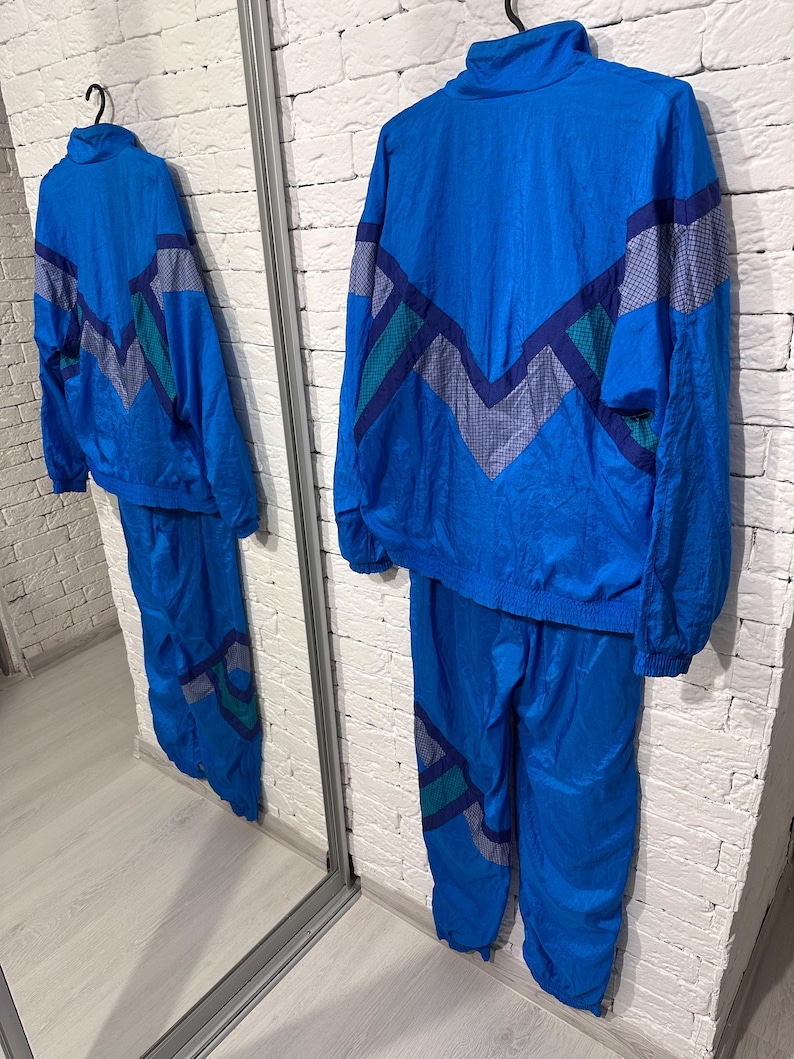 Rare Vintage 90s Adidas Tracksuit Blue Trefoil Logo Size S (GB 36/38 ...