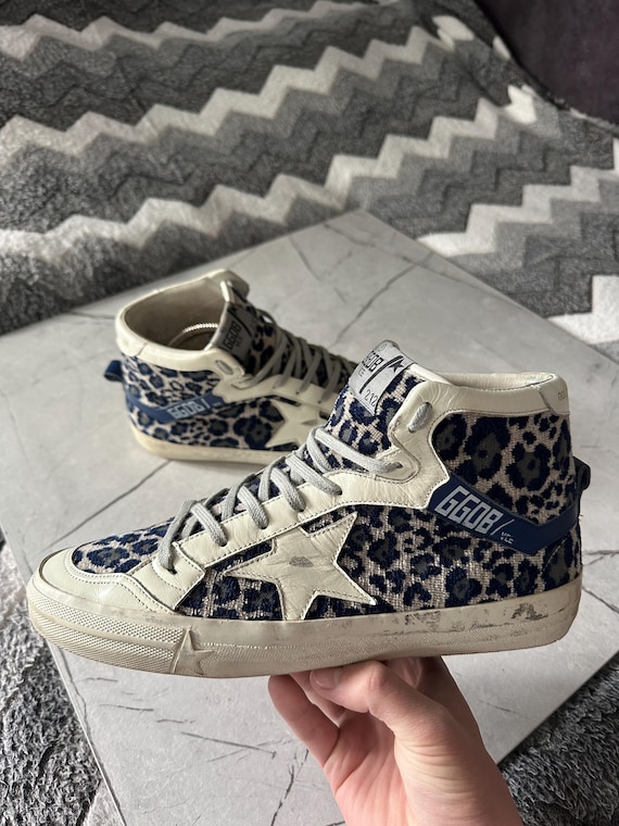 Golden Goose 2.12 High Top Sneakers Blue, Navy & Grey Velvet 
