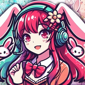 May include: A colorful banner with a cartoon bunny wearing headphones and a pink bow. The banner has the text "SOCIAL" and "HAPPY TEARS" in large, bold letters. The text "@1HAPPYTEARS" and "HAPPYTEARS_" are also included on the banner.