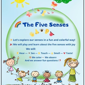 Five Senses Printable Activity for Kids – Fun PDF Workbook with Coloring Pages – Preschool Learning (Learn, Color and Play)