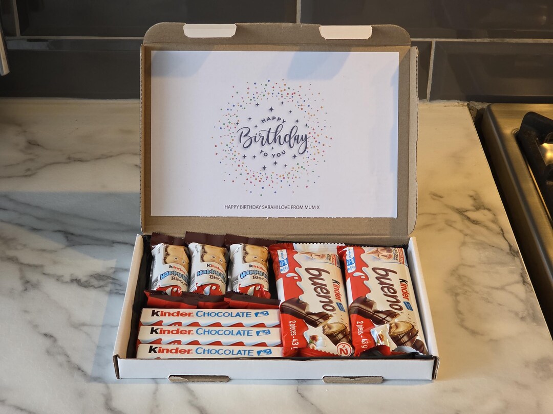 Personalised Kinder Chocolate Gift Box - Kinder Hamper - Chocolate Gift ...