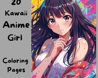 20 Kawaii Anime Manga Coloring Line Girls printable Coloring Pages Cute Chibi Girls for Relaxing Adult and Teens