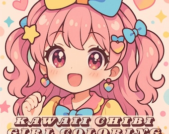 22 Cute Kawaii Chibi Girl Coloring Pages Printable Pictures for Relaxing Adults and Kids Digital Download Creative Art