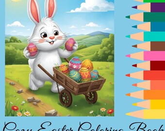 30 páginas para colorear de conejos de Pascua para niños, libro para colorear de conejos adorables en PDF, descarga instantánea, actividad de primavera para niños pequeños, páginas imprimibles