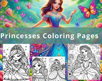 Princess coloring Pages,Princess Party Favors,Princess Activities,Creative Printable Art and Crafts
