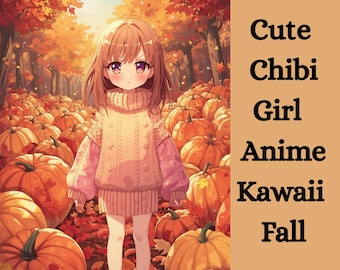 30 Chibi Girl Anime Fall Coloring Pages Kawaii Autumn Coloring Book Cute Printable PDF for Adults & Teens Digital Download