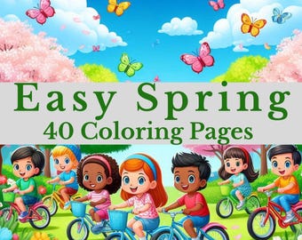 Spring Coloring Pages for Kids Cute Hello Spring Activities,Bold and Easy Easter Coloring Book,Cozy Toddler Coloring Sheets