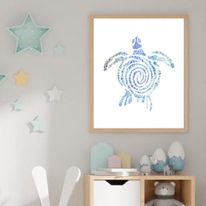Sea Turtle Watercolor Art Print | Modern Home Wall Art | Colorful Turtle Watercolor Painting | Bedroom, Office Decor