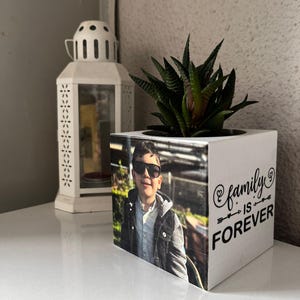 Custom Photo Planter, Personalized Gift, Home Decor, Custom Portrait On Plant Pot, Handmade Gift, New Home Gift, 23 Color Pot Options