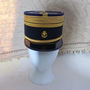 French Officer Kepi Hat – Gold Embroidered Military Parade Cap – Historical Uniform Headgear