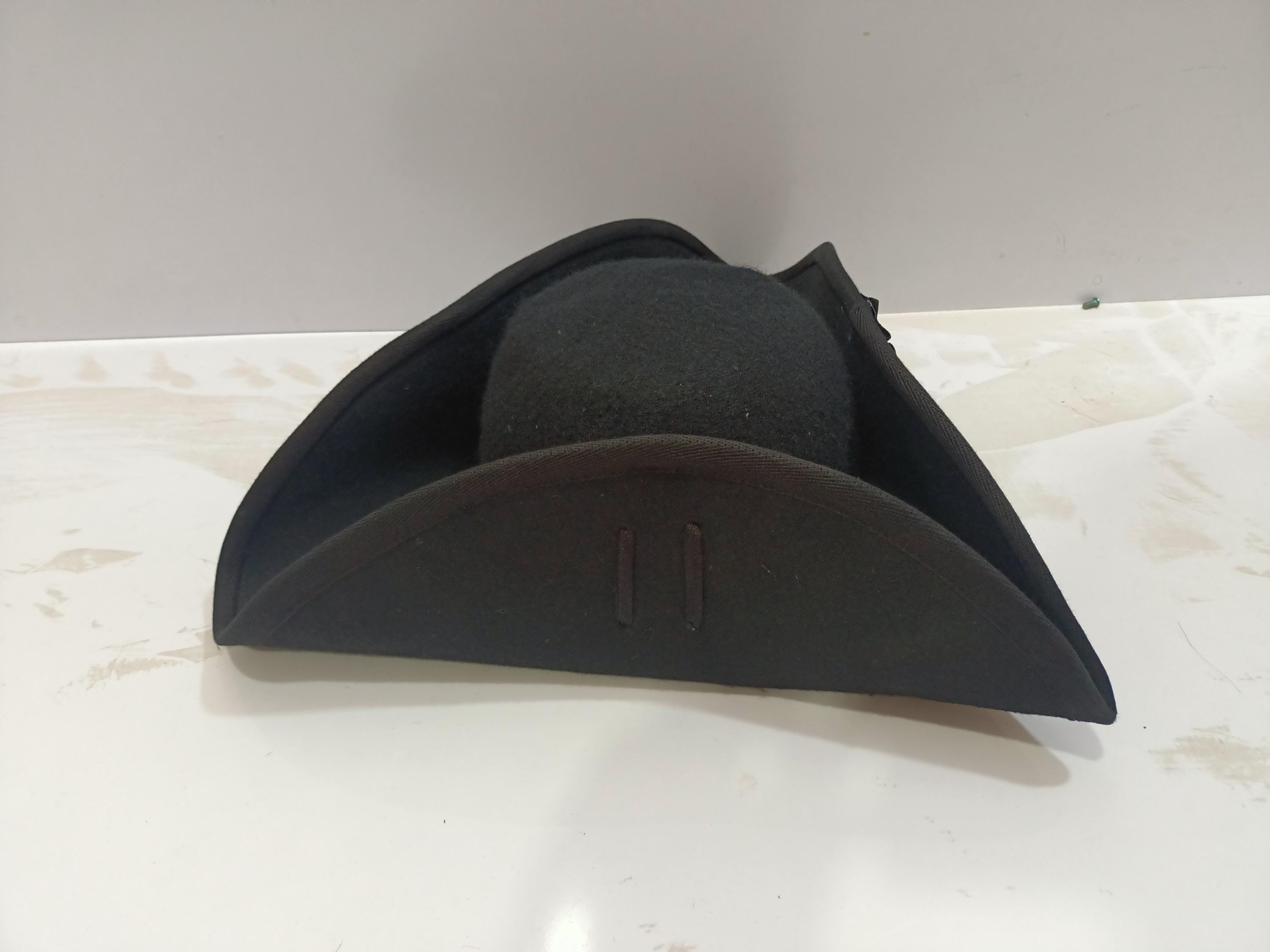 Pirate Tricorn Black Wool Felt Hat main image 1