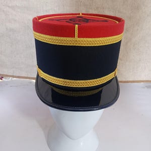 French Military Kepi Hat – Red and Black Officer Cap with Gold Trim