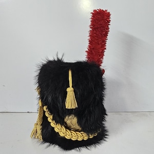 Napoleonic 1st Empire French Imperial Guard Shako Hat With Bearskin Long Hairs