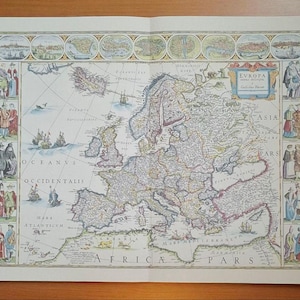 Willem Blaeu Kaart van Europa. Verge Paper. Gratis verzending!