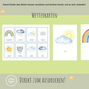 Weather maps, 10 large maps (DIN A4) and 8 small, kindergarten, template, learning cards, digital download