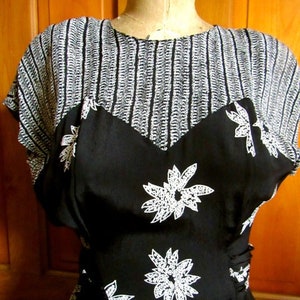 Vintage Carole Little party dress black white prints pencil skirt 80s disco cocktail party dress size 6-8 sweetheart over shirt sleeve rare