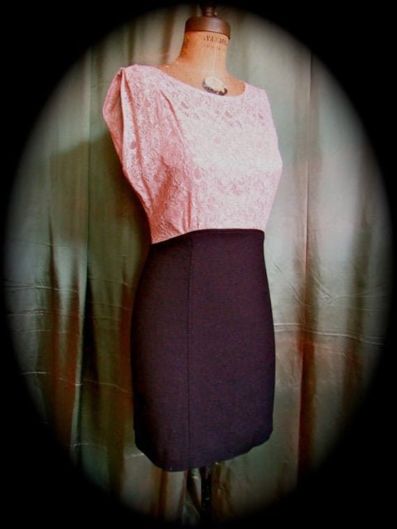 Vintage blush black mini dress, fitted short dres… - image 1