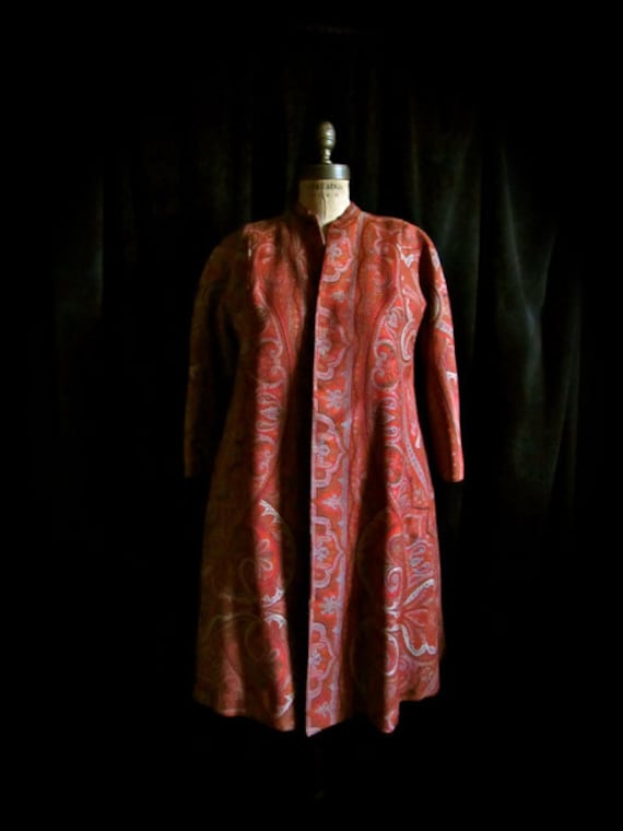 vintage paisley coat, 40s paisley coat, Victorian