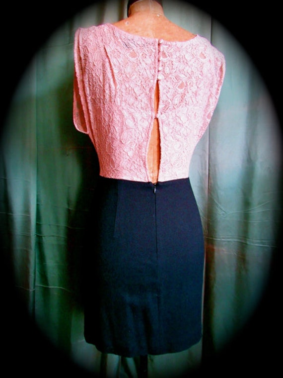 Vintage blush black mini dress, fitted short dres… - image 3