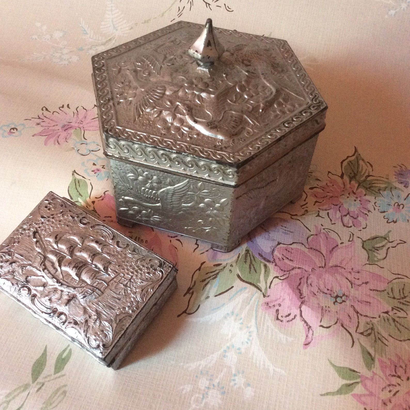 Vintage Metal Boxes Stamp Storage and Moisten Box Silver Etsy UK