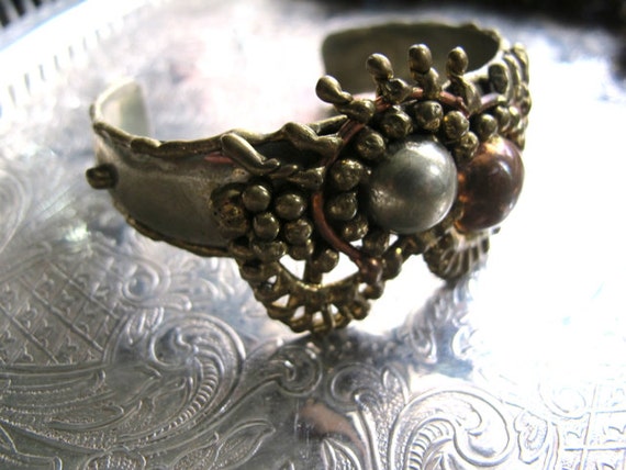 Brutalist bracelet,  Mixed Metals cuff, Mexico ar… - image 5