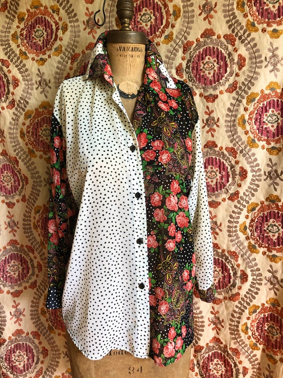 Vintage multi print blouse bohemian gypsy vibe bl… - image 2