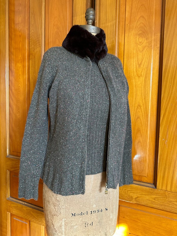 Vintage Worth fine cashmere brown tweed twin set d