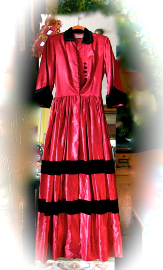Vintage Satin Gown, 1940s Flobert dress, AS IS red
