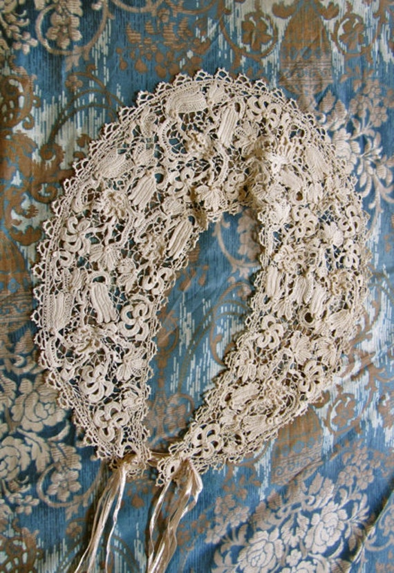 Antique Edwardian Victorian lace collar, Queen Vi… - image 8