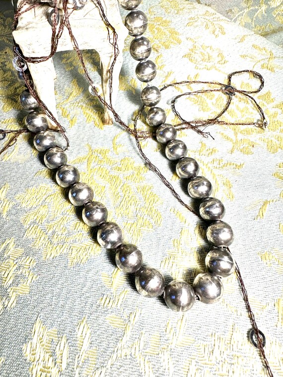 Vintage Mexico silver beads choker marked uniform… - image 6