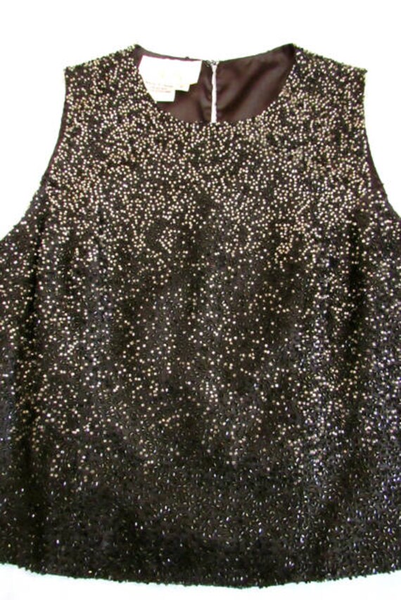 Beaded Crop top. Cache top Black Sleeveless Beade… - image 7