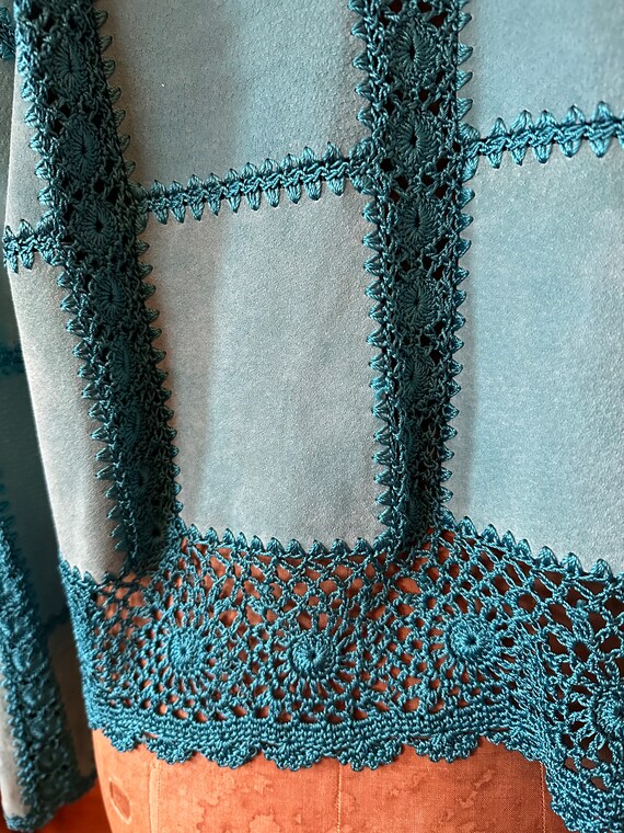 Vintage S M H Boutique suede and crochet jacket XL - image 6