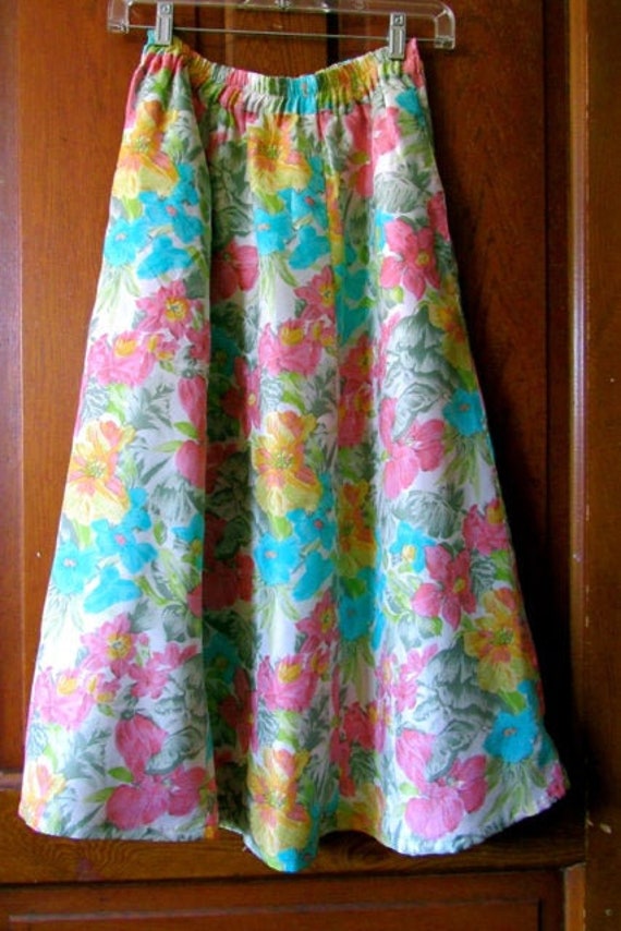 vintage silk floral print skirt, Sarah Taylor ski… - image 1