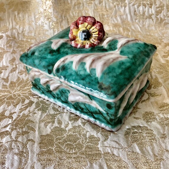イタリア陶器　FRATELLI FANCIULLACCI　ミッドセンチュリー Vintage Fratelli Fanciullacci FF Ceramic Trinket Box Mid Century