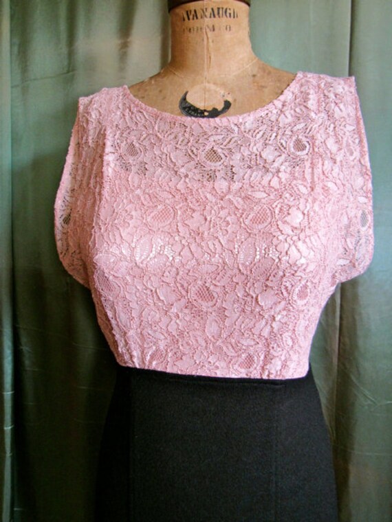 Vintage blush black mini dress, fitted short dres… - image 5
