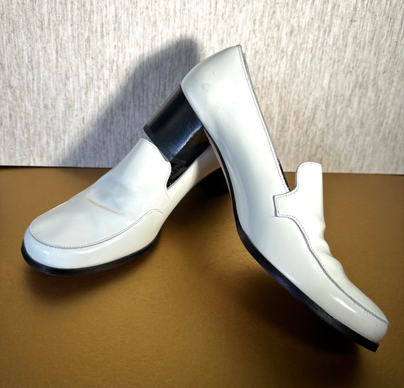 Vtg white stacked loafer heels Made in Italy for … - image 1