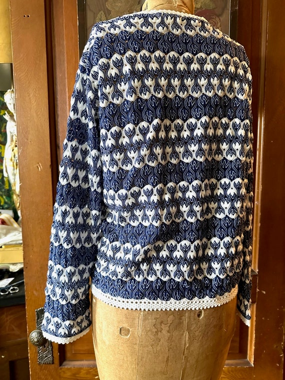 Vintage 50s acrylic knit cardigan faux Missoni kn… - image 3