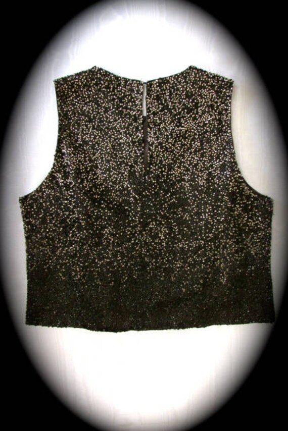 Beaded Crop top. Cache top Black Sleeveless Beade… - image 5
