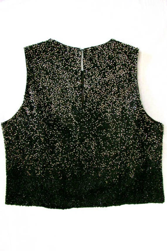 Beaded Crop top. Cache top Black Sleeveless Beade… - image 2