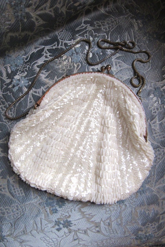 Vintage beaded wedding handbag, elegant wedding p… - image 4