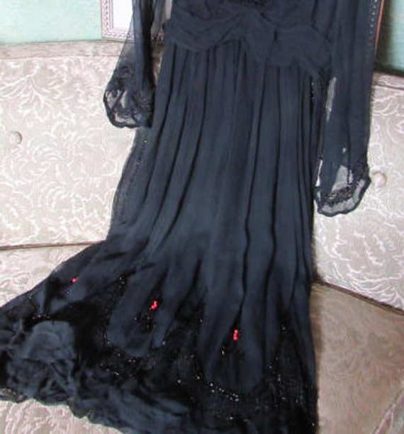 20s Chiffon Dress, AS IS 20s silk beaded dress, E… - image 10