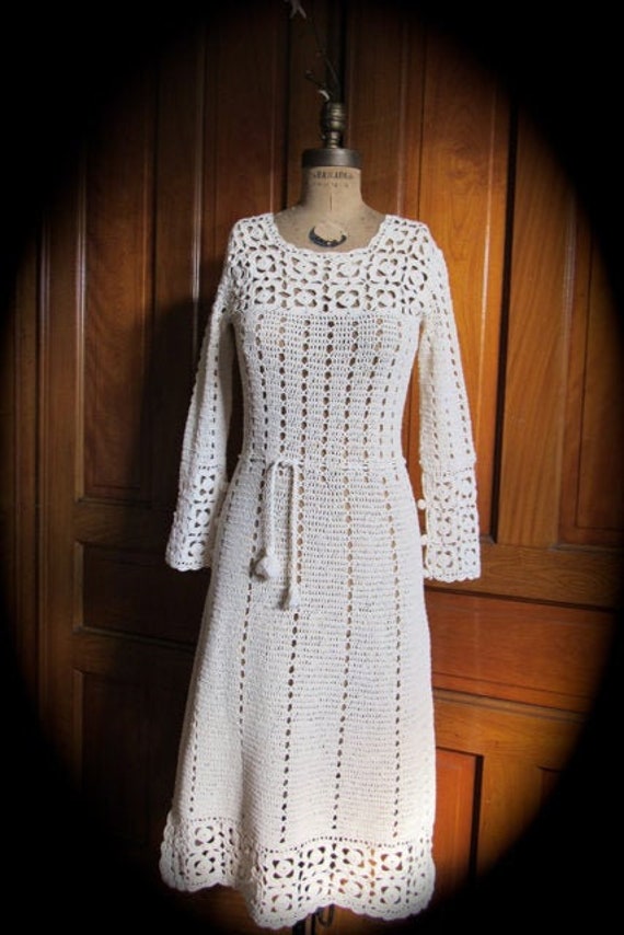 Vintage Crochet Wedding dress, Flapper Bride, Croc